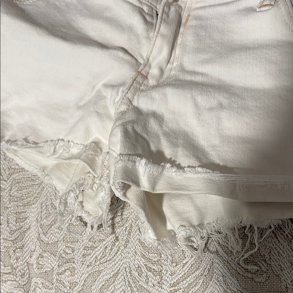 Abercrombie & Fitch White Jean Shorts Frayed Hem - Picture 3 of 5